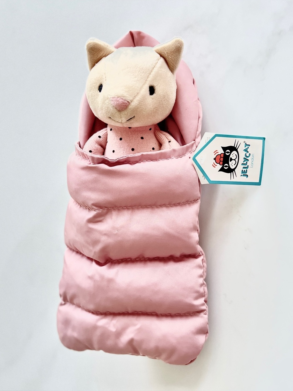Jellycat Pink Snuggler Cat in Pink Sleeping Bag Plush